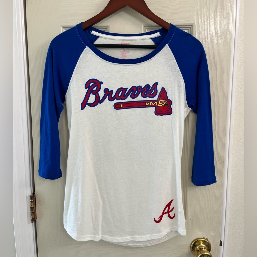 Pink by Victoria’s Secret Atlanta Braves Baseball Tee Shirt Size Small